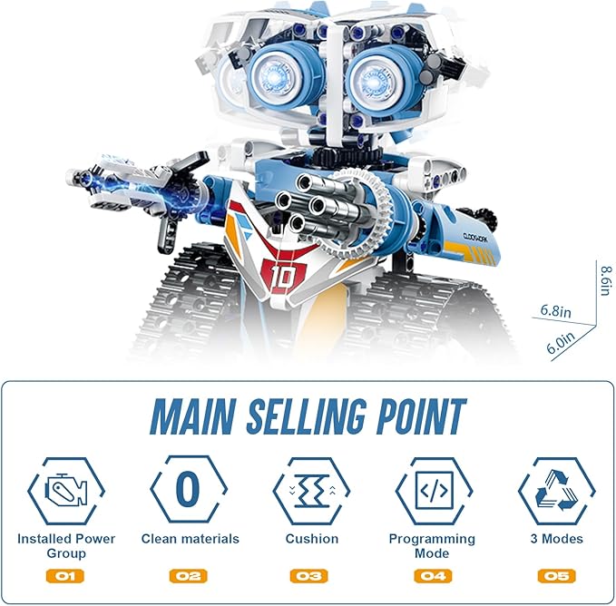 Robot Toys for Kids Ages 8-14, Remote & App-Controlled 3 in 1 STEM Robotics Set for Kids, Creative Birthday for Boys Girls Aged 8 9 10 11 12+ (695 Pieces)