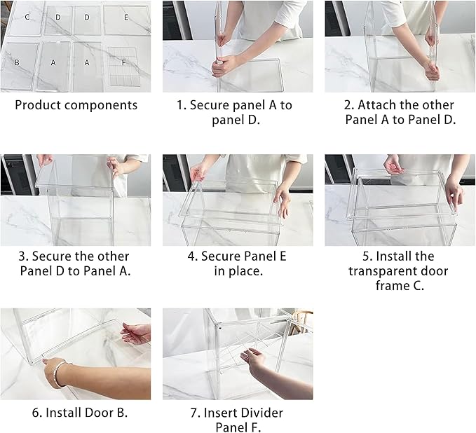 Clear Acrylic Display Case for Figures, 4 Layer Adjustable Acrylic Boxes for Display, Stackable Display Boxes for Collectibles, Action Figure Display Case for Shoe, Bread, Cosmetic, Handbag, 2 Pack
