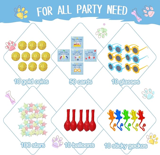 160Pcs Birthday Theme Party Favors Gift Supplies Glasses Bubbles Stamps Stars Balloons Keychains Goodie Bags Cards Wristbands for 10 Guests Decorations Decor