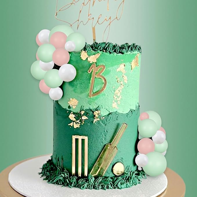Gyufise 30Pcs Ball Cake Topper Decorations Mini Balloons Cake Topper Sticks Foam Balls Cake Picks Cake Topper Balls Cake Decorations for Wedding Party Birthday Cake Decorating White Green Pink