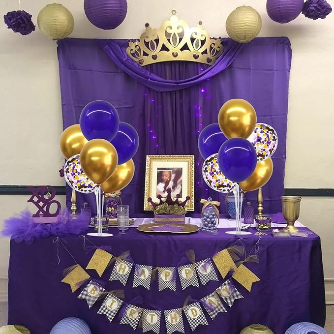 TONIFUL Purple Gold Balloon Centerpieces for Table,Balloon Stand Kit for Graduation Decoration 2026 Class of 2026 Party Decorations,Retirement,Anniversary,Birthday Decorations (4 Set)