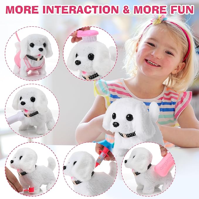 15 Pcs Robot Puppy Dog Toys for Girls Kids Boys, Realistic Robot Puppy Toys with Walk & Bark, Toy Gifts for 3 4 5 6 Year Old, Ideas 3 4 5 6 Year Old Birthday Gifts