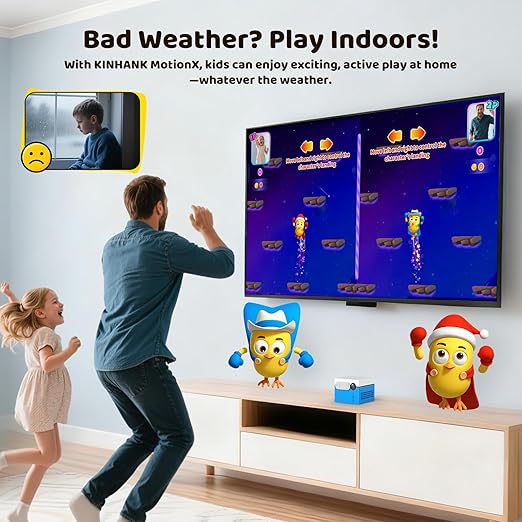 Kinhank MotionX Active Game Console with 40 Video Games for Kids&Family,Plug&Play AI Motion Game Consoles,Dynamic Updates,No Subscription,CPC-Certified,Great for Gaming Nights,Parties,Indoor Play