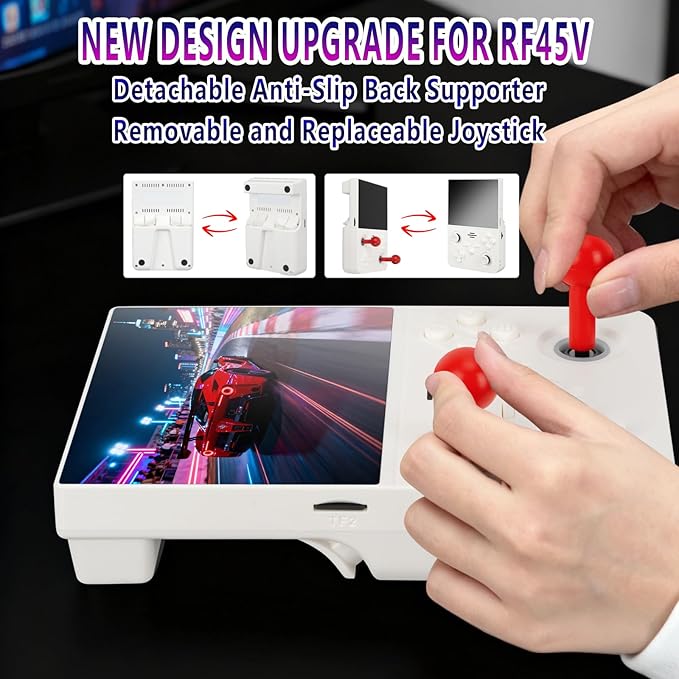 2026 NEW Upgrade RF45V Retro Handheld Game Console - 4.5 Inch Ultra-Large Screen,Support 18000+Classic Games,64G TF Card,4000mAh Battery,Linux System,Birthday Gift for Adult or Friends-White