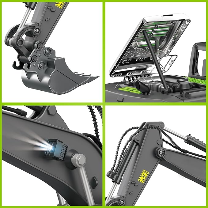 PREPOP Remote Control Excavator Toy for 6-12 yr Boys, Best Birthday Gifts for Kids 6 7 8 9 10 11 Year Old, Green
