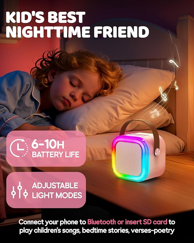 Mini Karaoke Machine for Kids, 2026 TOP Toys Birthday Gifts Ideas for Girls Ages 4, 5, 6, 7, 8, 9, 10, 12+ Years Old, Portable MP3 Player with 3 Wireless Mics for Family Home Party