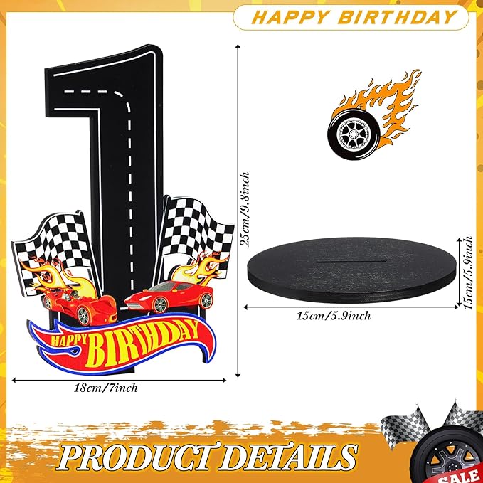 Race Car 1st Birthday Number Sign Centerpiece Race Car Theme 1st Birthday Party Supplies Wooden Table Decoration Photo Props for Boys One Year Old