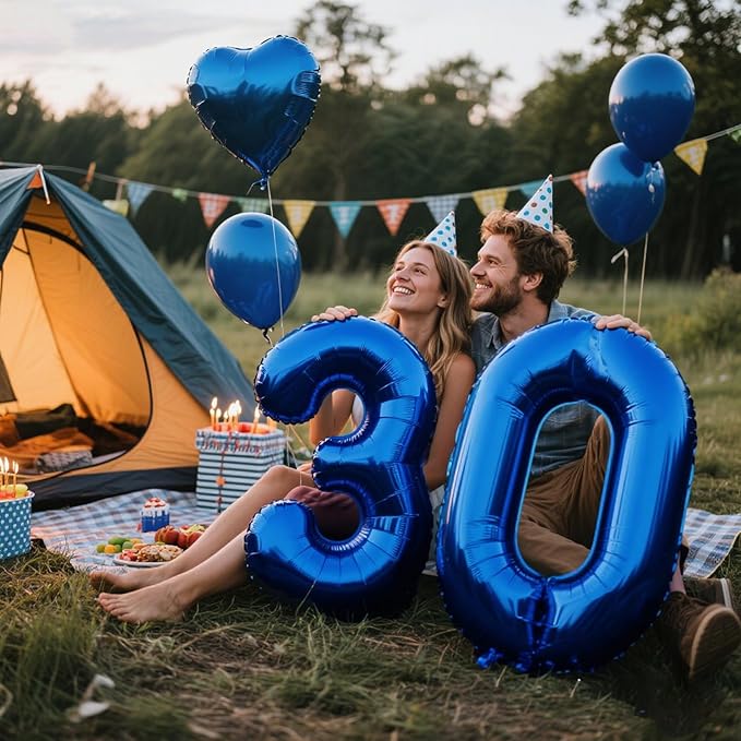 40 Inch Navy blue Number 30 Digital Balloon,Jumbo Mylar Foil Helium Balloon for 30 Balloons for Birthday Party,Wedding Anniversary Party Decorations