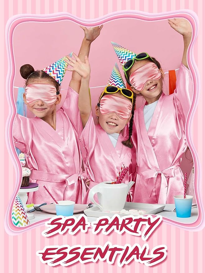 Sintuff 24 Pcs Sleepover Party Supplies for Girls 6 Spa Robes for Girls Slumber Party 6 Tote Bags 6 Headbands 6 Spa Masks