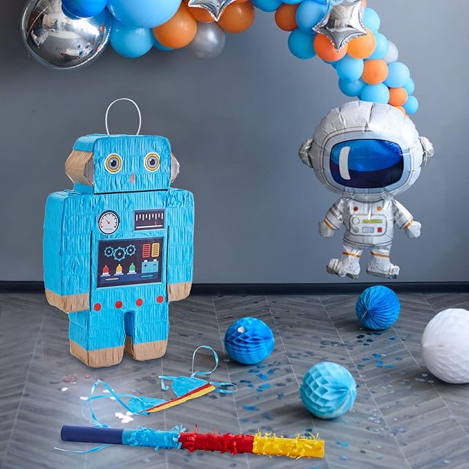 Robot Piñatas for Birthday Party Robot Party Piñata with Stick, Blindfold, Confetti for Adults Birthday Baby Shower Party Supplies
