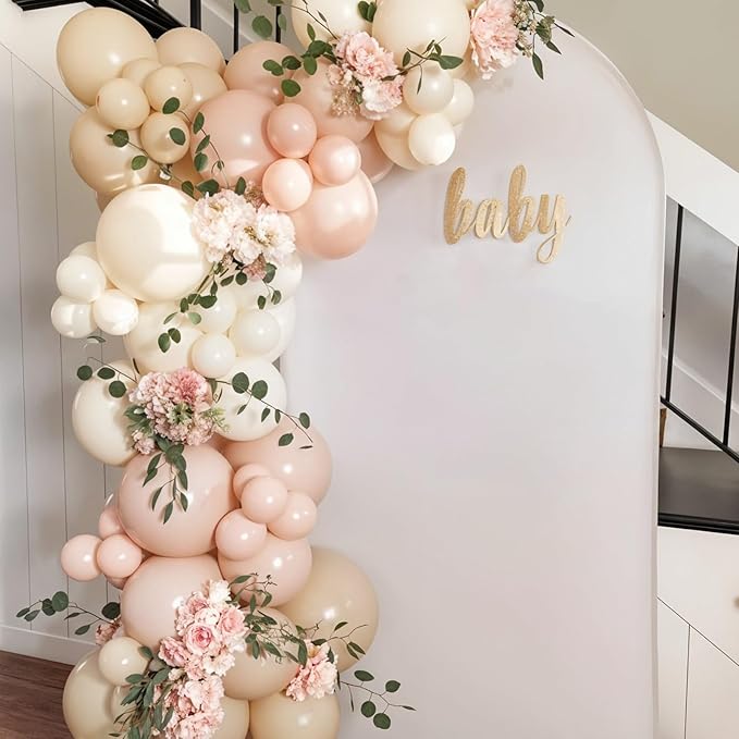 Dusty Pink Balloons, 12 Inch Pastel Baby Light Pink and White Sand Ivory Nude Beige Cream Boho Balloons for Girl Baby Shower Neutral Birthday Boho Party Decorations Wedding Bridal Engagement Backdrop
