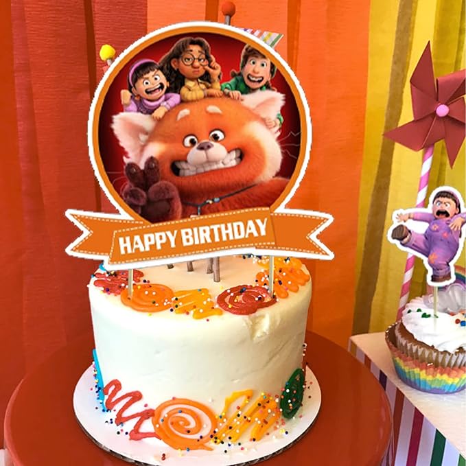Red Panda Party Decorations,Red Panda Birthday Party Supplies Includes Banner- Cake Topper - 24 Cupcake Toppers - 18 Balloons