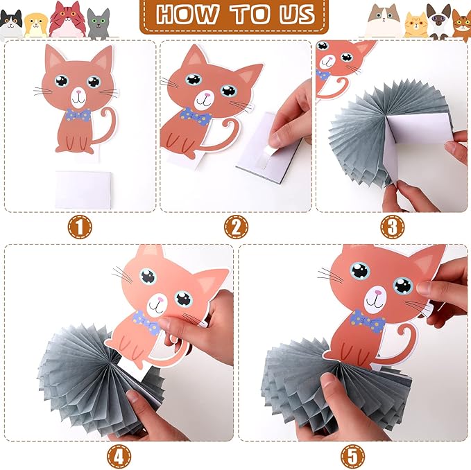 Chinco 9 Pcs Cat Party Centerpieces for Tables Birthday Decorations Honeycomb Cat Party Supplies Table Topper Decoration for Bridal Shower Wedding Birthday