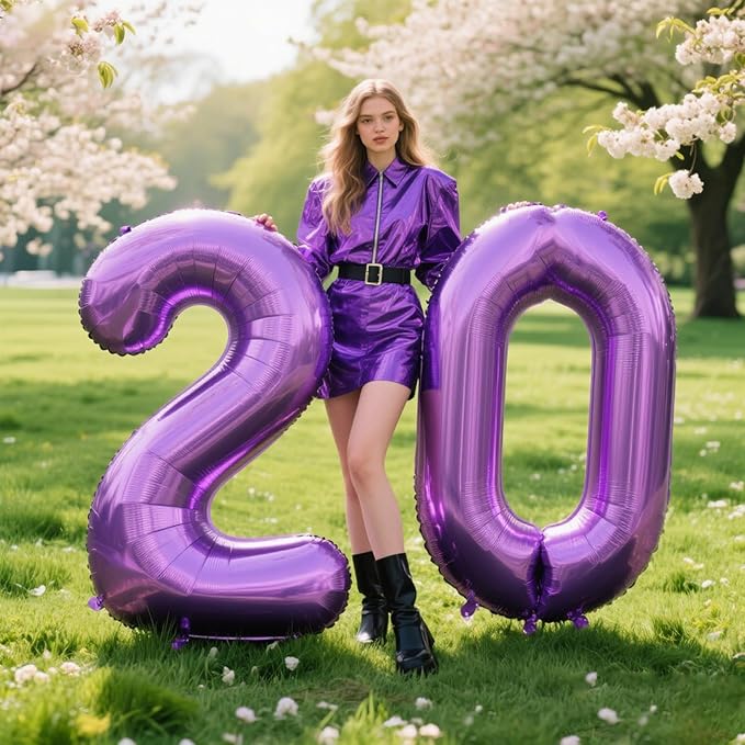 40 Inch Purple Number 0 Balloon Giant Large Nmuber 0 10 20 Foil Balloon for Birthdays,Anniversaries Graduations, 10th 20th Birthday Decorations