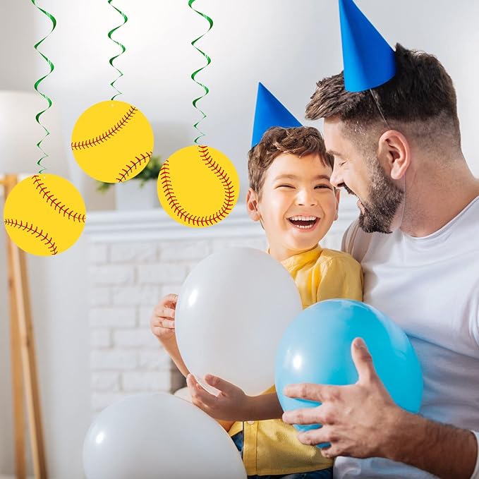 30 Pieces Softball Party Decoration Swirls Sports Hanging Swirl Decorations Birthday Party Supplies Sport Theme Ceiling Streamers for Softball Fans Club