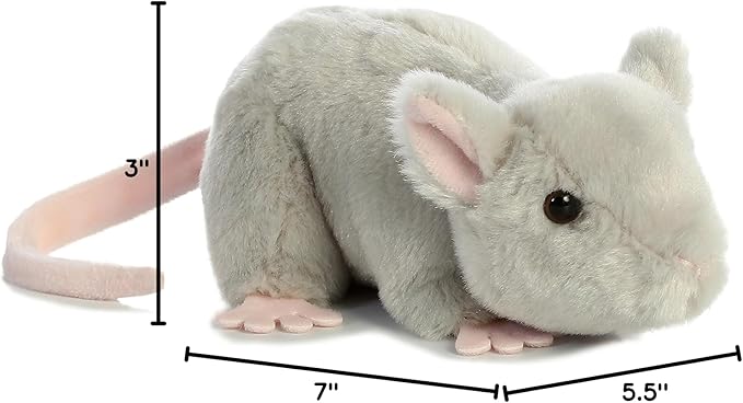 Aurora® Adorable Mini Flopsie™ Mouse Stuffed Animal - Mini Companions Ready for Playful Adventures - for Kids All Ages, Toddlers, Adults, and Families - Gray 7 Inches