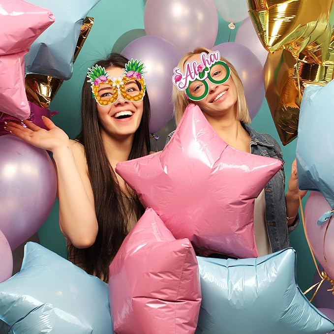 Harloon 36 Pcs Flamingo Party Decorations Eyeglasses Aloha Party Paper Glasses Favor Summer Tropical Flamingo Photo Booth Props Hawaiian Luau Eye Glasses for Pool Beach Shower Birthday Party Favor