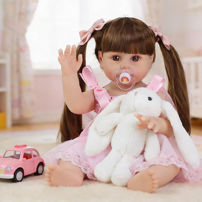 SCOM Lifelike Reborn Dolls Girl -20 Inch Realistic Baby Doll Newborn Baby Dolls，Lifelike Baby Doll Silicone Toddler Clothes Gift Set for Age 3+