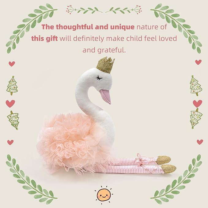 Plush Toy Stuffed Animals Ballet Swan for Girls 12in Tall, Stuffed Animals for Kids