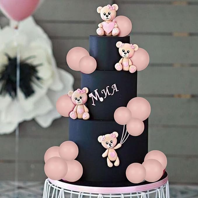 Gyufise 30Pcs Balls Cake Toppers Ball Cake Picks Foam Ball Shaped Cupcake Toppers Mini Balloons Baby Shower Cake Decorations for Wedding Enaggement Bridal Shower Birthday Party Supplies Dark Nude