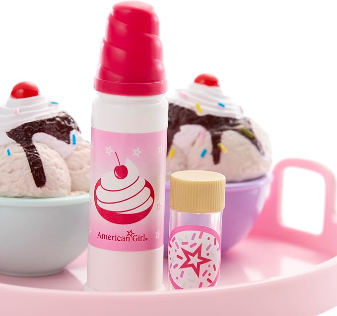 American Girl Truly Me, 18-inch Doll Playset and Accessories, Sundaes for Two Set, with Metal Spoons, Ages 6+