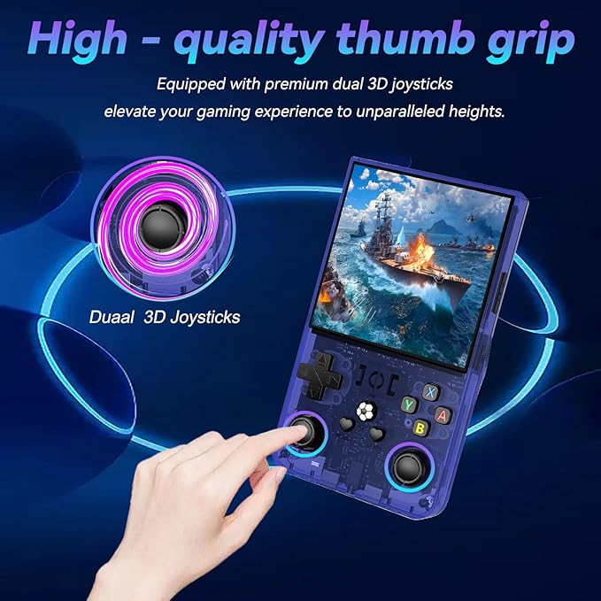 R36max Retro Handheld Game Console,64gb Memory,4000mah Battery, 18000 Pre-Installed Games ,4.0-Inch IPS Hd Screen Portable Retro Gaming Console,Suitable for Travel and Home Use (Blue) (Blue, 64, GB)
