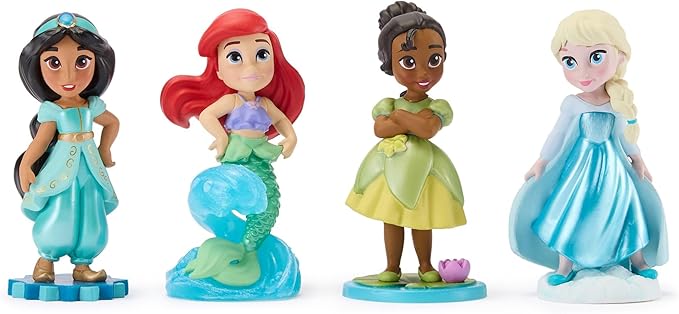 Disney Store Official Once Upon a Story Figure Set – 8 Fully Sculpted Disney Figures Including Cinderella, Ariel, Belle, Jasmine, Tiana & More in Double-Tiered Box with Scenic Backgrounds