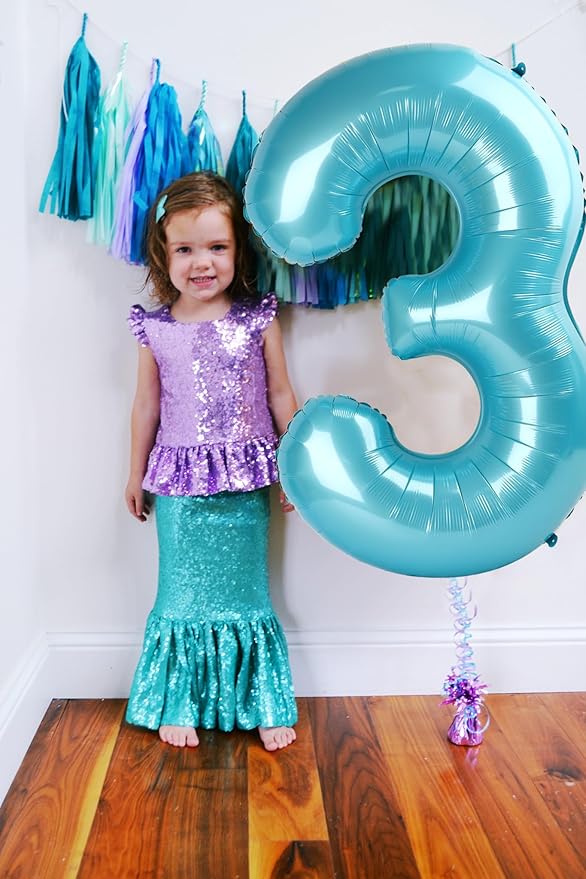 40 Inch Large Numbers Balloon, 4 Pastel Blue Ballon for 4th 14 40 44 Birthday Party, Balloon 4 Number for Graduations Wedding Supplies