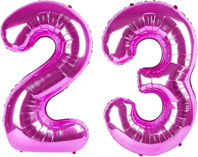 40 Inch Large 23 Balloon Numbers Rose Purple Big Foil Number Balloons Giant Helium Happy Birthday Party Decorations for Man and Women, Huge Mylar Anniversary Party Supplies
