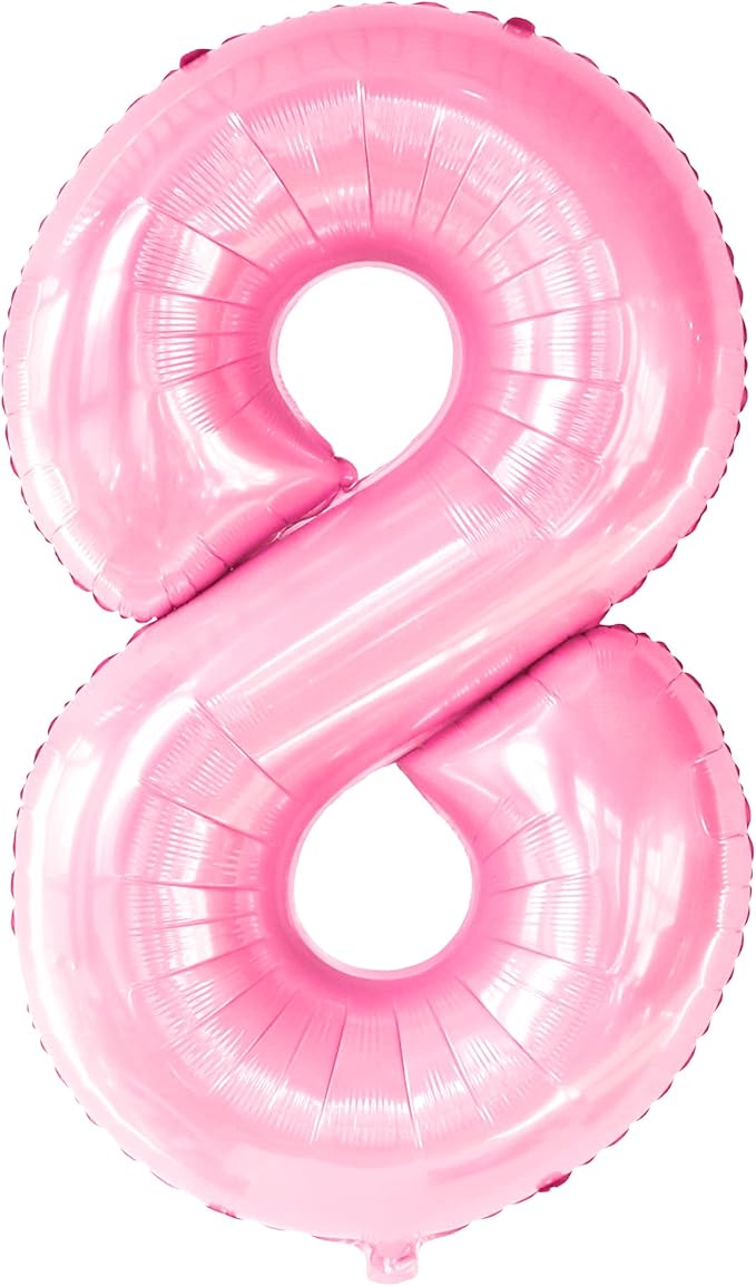 KatchOn, Giant Light Pink Number 8 Balloon - 40 Inch, Pink 8 Balloons for Birthday Girl | Number 8 Balloons for Birthdays | 8 Balloon Number for 8th Birthday Decorations for Girls | 8 Birthday Balloon