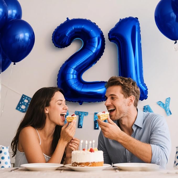 40 Inch Navy blue Number 21 Digital Balloon,Jumbo Mylar Foil Helium Balloon for 21 Balloons for Birthday Party,Wedding Anniversary Party Decorations