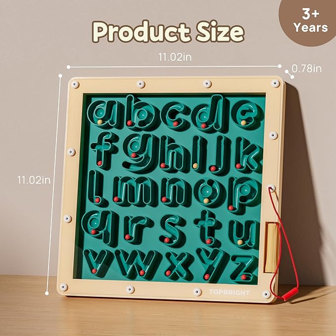 TOP BRIGHT Magnetic Letter Board - Alphabet Learning Montessori Toys, ABC Tracing Board with Magnetic Pen, Writing Practice for Toddlers, Learning Education Toys for 3 4 5 Years Old Preschool Kids