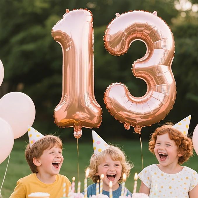 40 Inch Rose Gold Balloon Number 13 Balloon,Jumbo Mylar Foil Helium Balloon for 13 Digital Balloons for Birthday Party,Wedding Anniversary Party Decorations