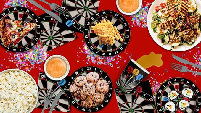 Darts Party Supplies - Dart Board Plates and Napkins - Adult Birthday Supplies - Father's Day Tableware Set Includes Plates Napkins Cups - Kit for 16