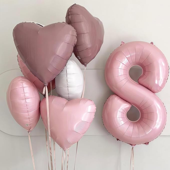 19th Birthday Balloon for Girls, 40 Inch Pastel Pink Number 19 Foil Balloons Self Inflating, Big Mylar Helium Light Pink 19 Balloons for Women Birthday Decor Anniversary Party Decorations Supplies