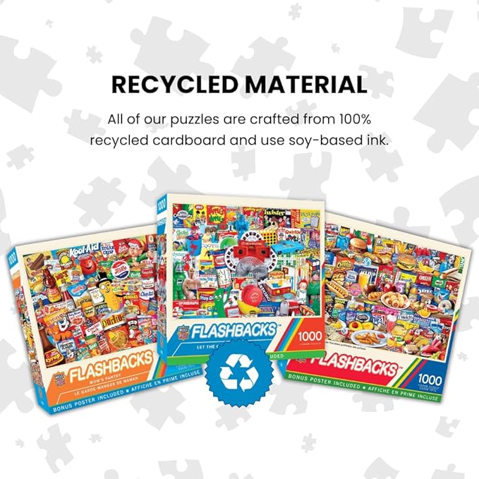 MasterPieces - 1000 Piece Jigsaw Puzzle, Vintage Vinyl Records, Fun for Adults, Family, Kids, Non-Glare Finish, 19.25" x 26.75"