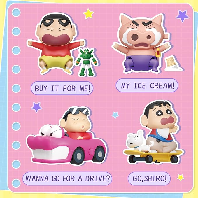 52TOYS Crayon Shinchan Dynamic Shin-Vibes, 1PC Action Figure Collectible Toy Kawaii Creative Gift Room Decor Desktop Decoration, Gift for Birthday Party