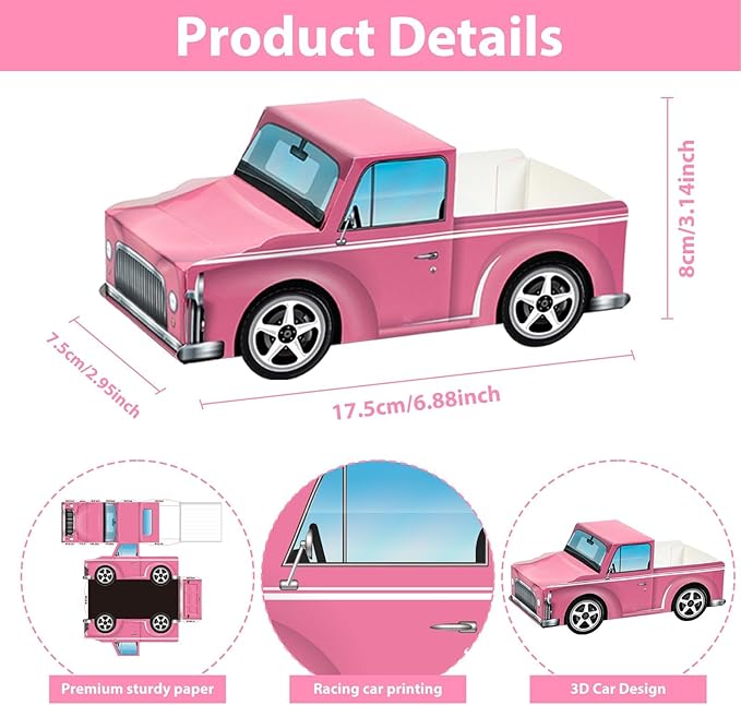24 Pcs Classic Car Party Food Boxes Race Car Birthday Party Supplies Kids Trucks Food Box Tray with Snack and Waxed Paper Food Liners Table Centerpiece for Boys Girls Car Party Favors Decorations