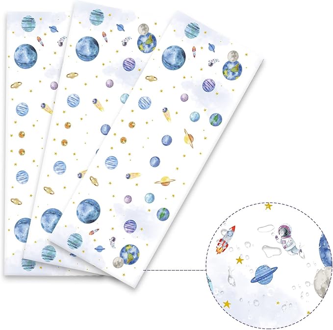ZOIIWA 3 Piece First Trip Around The Sun Birthday Tablecloth 1st Space Birthday Plastic Disposable Outer Space Table Cover Solar System Table Decoration for Boho Sun Theme Party Baby Shower Supplies
