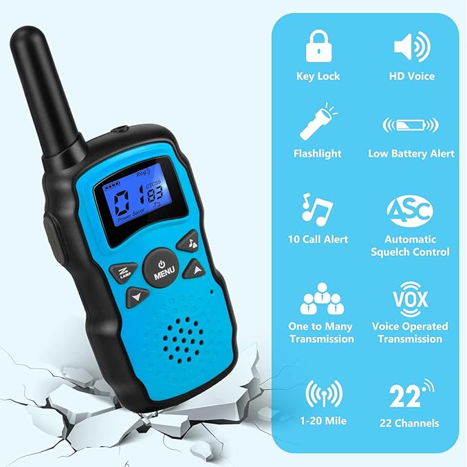 Wishouse Walkie Talkies for Kids Adults Rechargeable Long Range,Family Walky Talky,Outdoor Camping Games Indoor Toys Birthday Xmas Gift for Boys Girls Children 6 Pack