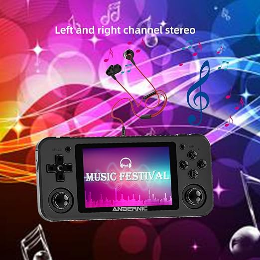 RG351P Handheld Game Console RG353P Retro Gaming Console RG353P Portable Game Console Linux and Android Dual OS 3.5" IPS Screen 64G TF Card 3500mAh Battery Support 5G WiFi 4.2 Bluetooth Black