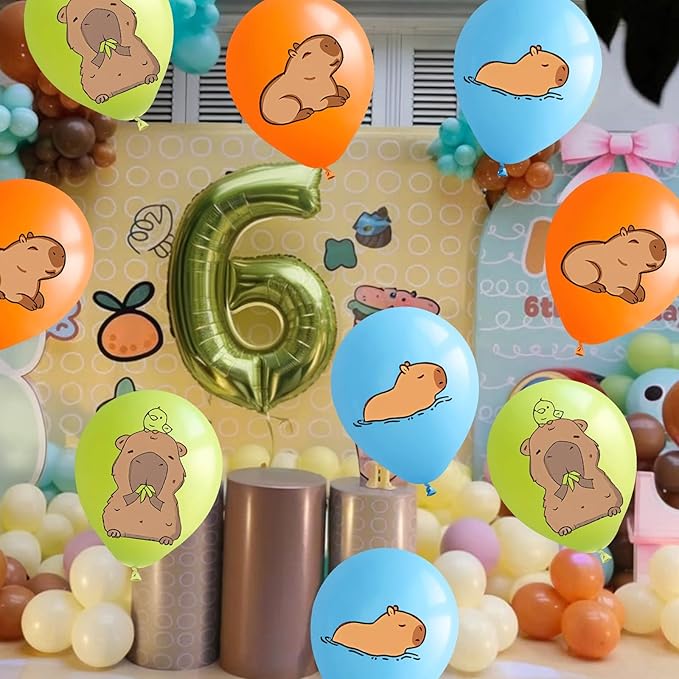 Animal Balloons, 60Pcs 12 Inch Orange Green Blue Party Latex Balloons for Children Kids Boy Girl Animal-themed Birthday Animal Party Decorations Baby Shower Supplies