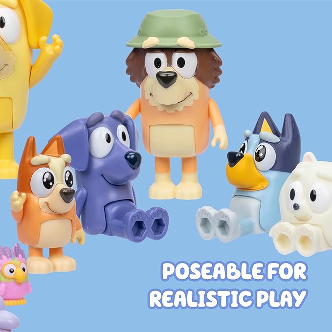 Bluey Super Fan Figurines for Toddlers Set, 11 Character Pack with Exclusive Figures, Toddler Figurine Toys Includes Bluey, Bingo & More, Ages 3+