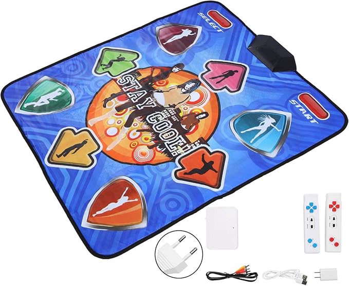 Dual Purpose Dance Pad, Non-slip Portable Double Players Dance Mat Remote Sensing Foldable Game Dancing Pad with Cordless Handle for Various Video Games,(U.S. regulations)