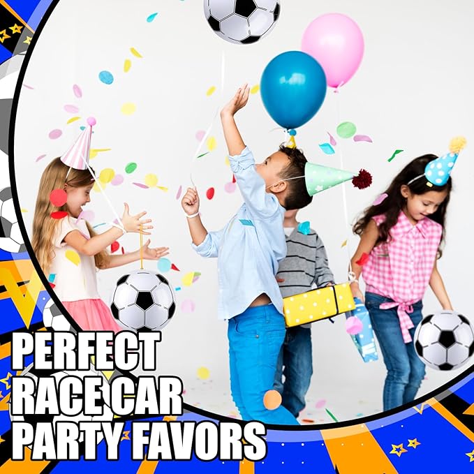 12 Pcs Soccer Party Favors Punching Balloons for Kids PVC Inflatable Punch Balloon Bouncy Balls with Rubber Band Handle Goodie Bags Stuffers for Soccer Birthday Supplies Pool Decoration