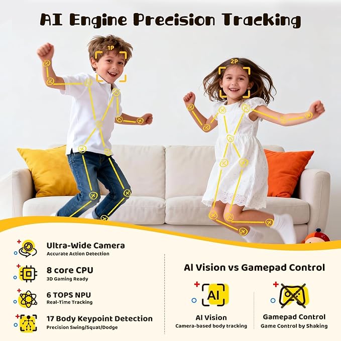 Motion TV Game Console, No Subscription The Active Play System for Kids & Families, 39 Plug & Play Video Games for Indoor Physical Play Interactive Family Fun, Gaming Nights, Parties and Playdates