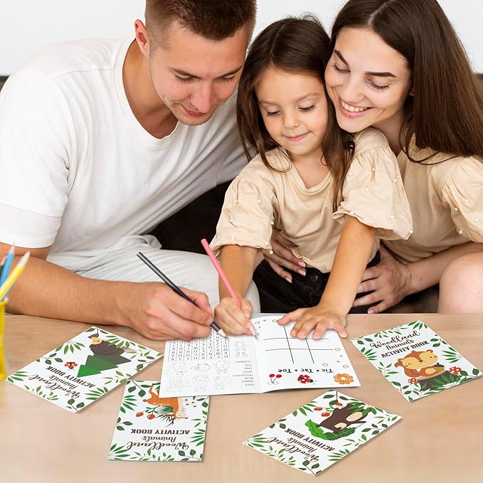 Dvbonike 24Pcs Woodland Animals Activity Books for Kids Forest Creatures Mini Fun Games Coloring Book in Bulk Wild Party Favors Goodie Bags Stuffers for Birthday Classroom School Rewards Supplies