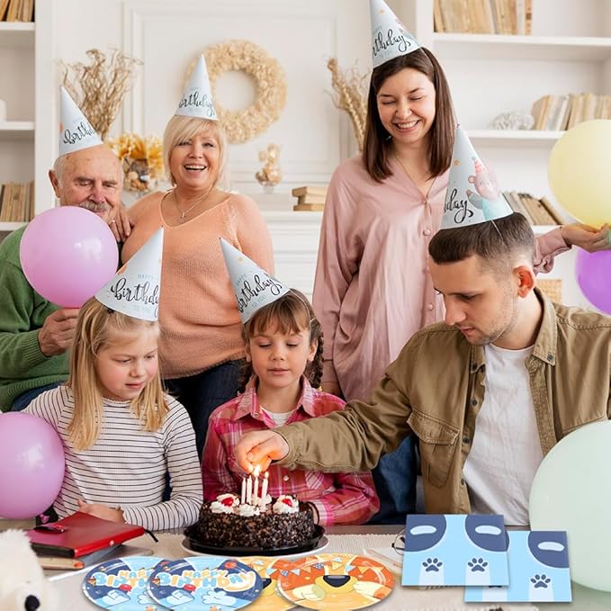 40Pcs Blue Dog Birthday Party Decorations Plates and Napkins Blue Dog Party Supplies Serve 20 Guests