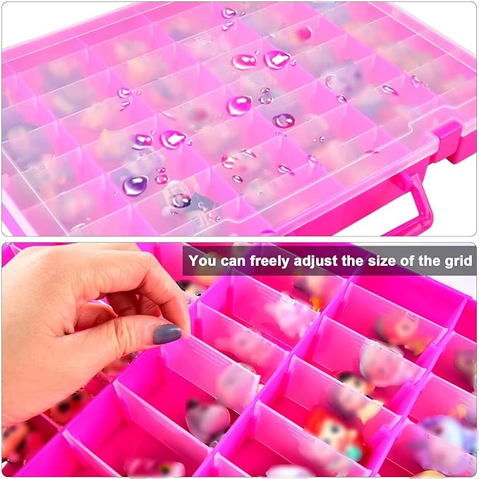 Display Case Compatible with Disney Doorables Collectible Mini Figures/for MGA Entertainment Miniverse. Toys Storage Organizer for Multi Peek/for Village Peek Characters (Box Only)- Rose Red