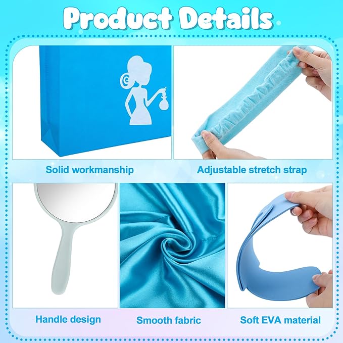 122 Pcs Blue Girls Spa Party Kit, 10-Pack Slumber Party Favors with Satin Robes, Tote Bags, and Nail Salon Accessories for Kids Spa Birthday, Halloween, Home Party Supplies